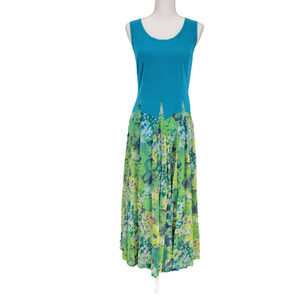 Klozlyne L Dress Sleeveless Maxi Sheer Floral Skirt Blue